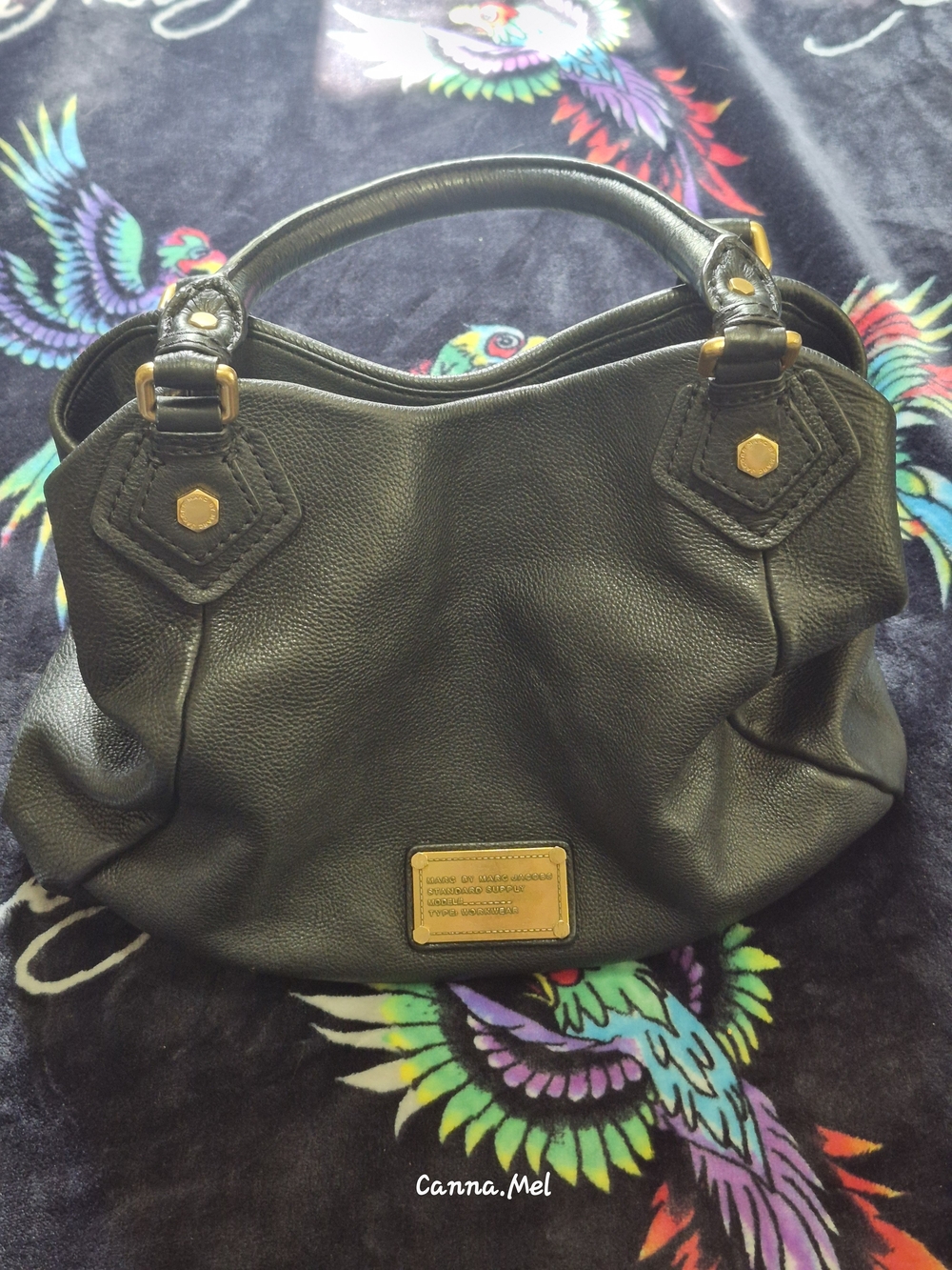 Marc by Marc Jacobs Black Leather Shoulder Bag with Gold Hardware